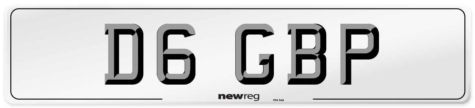 D6 GBP Number Plate from New Reg